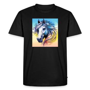 horse - Men's Premium Organic T-Shirt - black - Front - Nico (187cm)