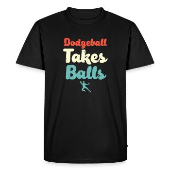 Le ballon au prisonnier prend des balles - T-shirt Premium bio Homme - noir - Devant - Nico (187cm)