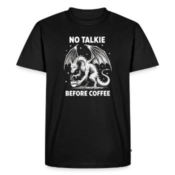 No Conversation Before Coffee Lover Dragon - Men's Premium Organic T-Shirt - black - Front - Nico (187cm)