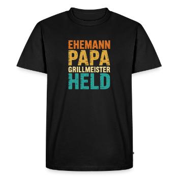 Mari Papa Grill Maître Héros Père Retro BBQ - T-shirt Premium bio Homme - noir - Devant - Nico (187cm)