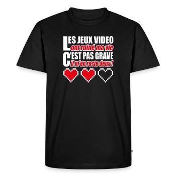 Les jeux vidéo ont ruiné ma vie humour gamer - T-shirt Premium bio Homme - noir - Devant - Nico (187cm)