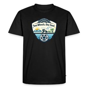 Two wheels, one soul - Men's Premium Organic T-Shirt - black - Front - Nico (187cm)