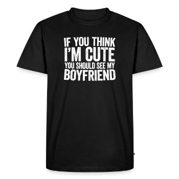 Si tu penses que je suis mignon, petit ami Tee - T-shirt Premium bio Homme - noir - Devant - Nico (187cm)