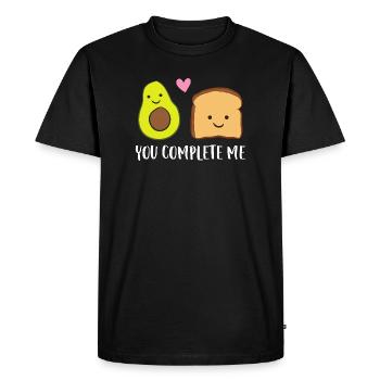 Tu m’as complété toast à l’avocat - T-shirt Premium bio Homme - noir - Devant - Nico (187cm)