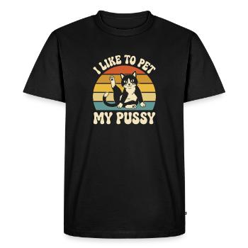 Motif rétro de coucher de soleil Cats - T-shirt Premium bio Homme - noir - Devant - Nico (187cm)
