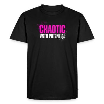 Chaotic With Potential - Funny Saying for Chaos - Men's Premium Organic T-Shirt - black - Front - Nico (187cm)