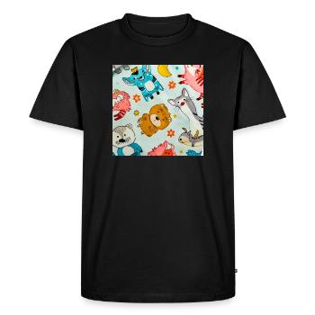 Playful Space Animal Collage - Men's Premium Organic T-Shirt - black - Front - Nico (187cm)