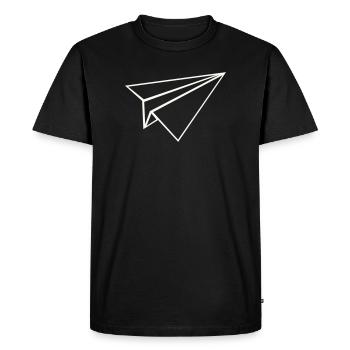 Paper Airplane Line Art - Men's Premium Organic T-Shirt - black - Front - Nico (187cm)