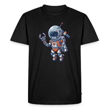 Robot astronaute en combinaison bleue orange - T-shirt Premium bio Homme - noir - Devant - Nico (187cm)