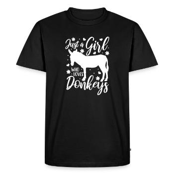 Juste une fille qui aime les ânes - T-shirt Premium bio Homme - noir - Devant - Nico (187cm)