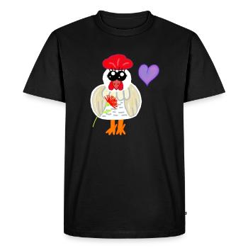 Chicken with Flower and Heart Birthday Kids - Men's Premium Organic T-Shirt - black - Front - Nico (187cm)