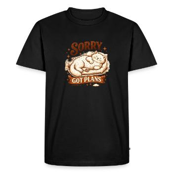 Le chat dort : Désolé, j’ai des plans Procrastination - T-shirt Premium bio Homme - noir - Devant - Nico (187cm)