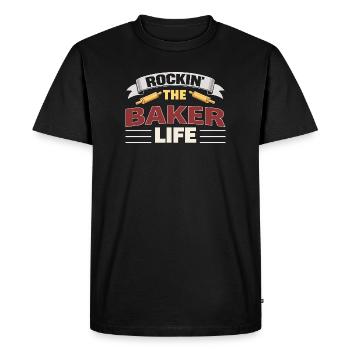 Rockin The Baker Life Baker Saying - Men's Premium Organic T-Shirt - black - Front - Nico (187cm)