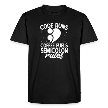 Carburant du café en point-virgule - T-shirt Premium bio Homme - noir - Devant - Nico (187cm)
