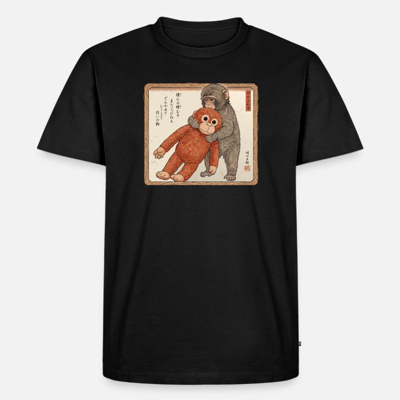 Ukiyo-e Baby Monkey Punch - Männer Premium Bio T-Shirt - Schwarz