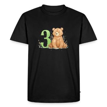 Little Bear with Number Three - Men's Premium Organic T-Shirt - black - Front - Nico (187cm)