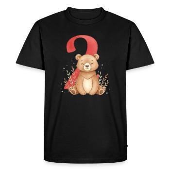 Cuddly bear with number 2 - Men's Premium Organic T-Shirt - black - Front - Nico (187cm)