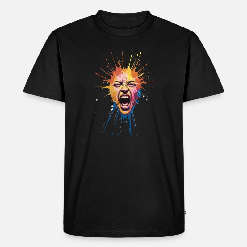 Explosive Farbexplosion Gesicht Ausdrücken - Männer Premium Bio T-Shirt - Schwarz