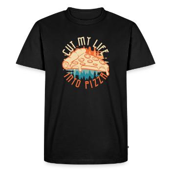 Coupe ma vie à la pizza - T-shirt Premium bio Homme - noir - Devant - Nico (187cm)