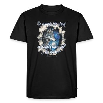 Wolf Christian Quote - Men's Premium Organic T-Shirt - black - Front - Nico (187cm)
