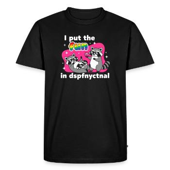 Disco Raccoons : Rainbow Fun - T-shirt Premium bio Homme - noir - Devant - Nico (187cm)