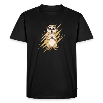 Surprising meerkat - Men's Premium Organic T-Shirt - black - Front - Nico (187cm)