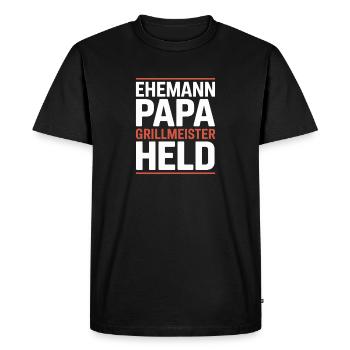 Mari Papa Grill Maître Héros - T-shirt Premium bio Homme - noir - Devant - Nico (187cm)