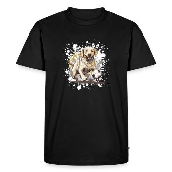 Labrador Chien Football Sports - T-shirt Premium bio Homme - noir - Devant - Nico (187cm)