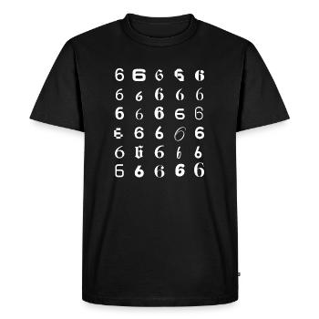 Typographie numéro Six Glyphes répétés - T-shirt Premium bio Homme - noir - Devant - Nico (187cm)