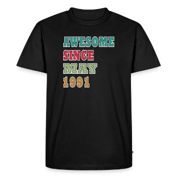 Awesome Since May 1991 - Men's Premium Organic T-Shirt - black - Front - Nico (187cm)
