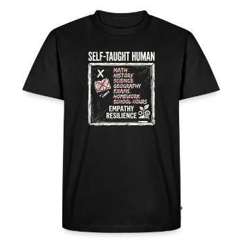Self Taught Human - Men's Premium Organic T-Shirt - black - Front - Nico (187cm)