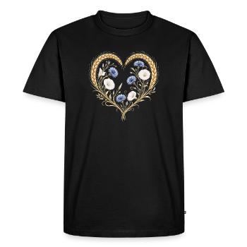 Cœur de blé, bleuet, fleurs, fleurs de la nature, - T-shirt Premium bio Homme - noir - Devant - Nico (187cm)