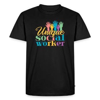 Citation d’assistant social : Unique Social Work - T-shirt Premium bio Homme - noir - Devant - Nico (187cm)