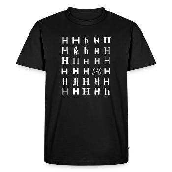 Glyphes H : motif typographique héraldique - T-shirt Premium bio Homme - noir - Devant - Nico (187cm)