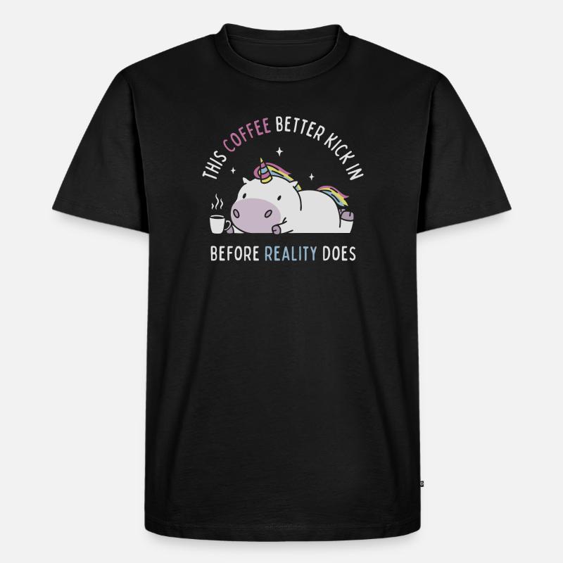 Kaffee vor der Realität - Männer Premium Bio T-Shirt - Schwarz