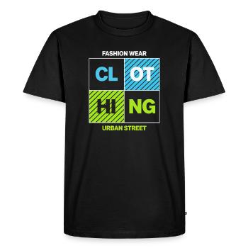 CLOTHING Bloc Urbain — Noir Néon - T-shirt Premium bio Homme - noir - Devant - Nico (187cm)