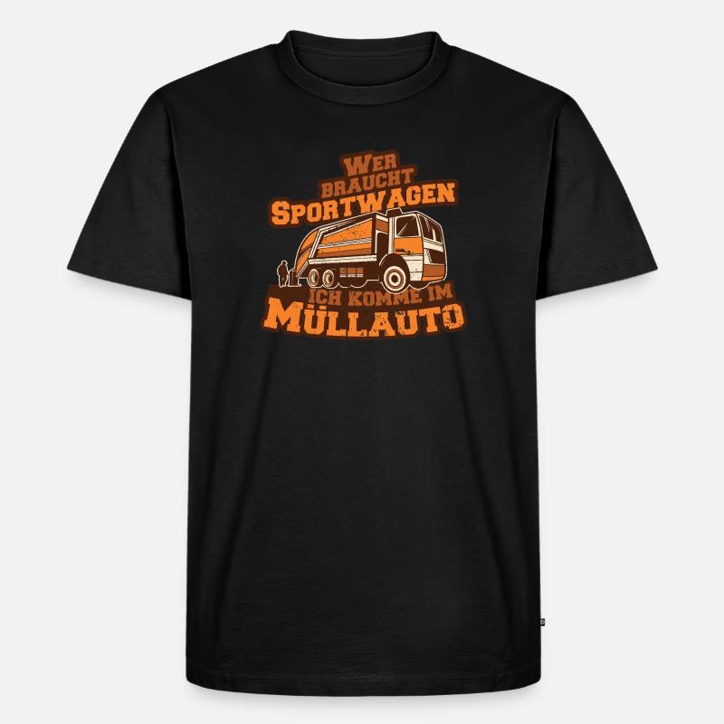 Müllauto Spruch - Männer Premium Bio T-Shirt - Schwarz