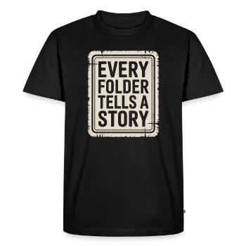 Every Folder Tells a Story - Men's Premium Organic T-Shirt - black - Front - Nico (187cm)