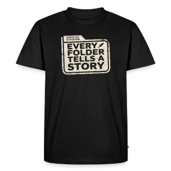 Every Folder Tells a Story - Men's Premium Organic T-Shirt - black - Front - Nico (187cm)