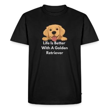 Golden Retriever Joy - Men's Premium Organic T-Shirt - black - Front - Nico (187cm)