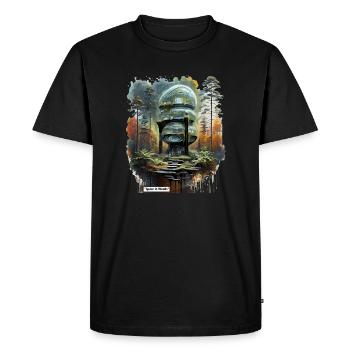 Space in Woods Dome - Men's Premium Organic T-Shirt - black - Front - Nico (187cm)