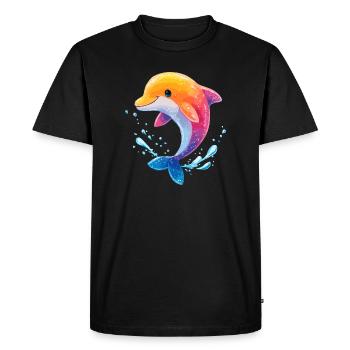 Colored Dolphin Spritz - Men's Premium Organic T-Shirt - black - Front - Nico (187cm)