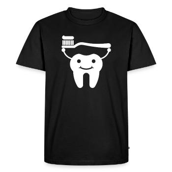Dent avec brosse à dents et dentifrice - T-shirt Premium bio Homme - noir - Devant - Nico (187cm)