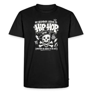 Mon voisin écoute un t-shirt rap drôle de hip-hop - T-shirt Premium bio Homme - noir - Devant - Nico (187cm)