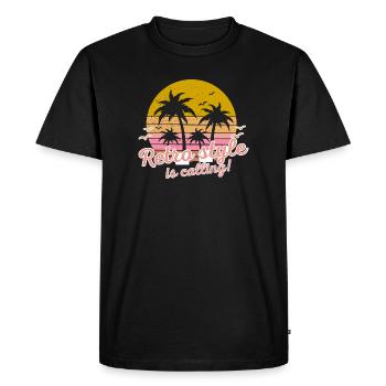 Coucher de soleil rétro avec des palmiers - T-shirt Premium bio Homme - noir - Devant - Nico (187cm)