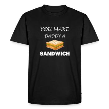 Tu fais un sandwich à papa - T-shirt Premium bio Homme - noir - Devant - Nico (187cm)