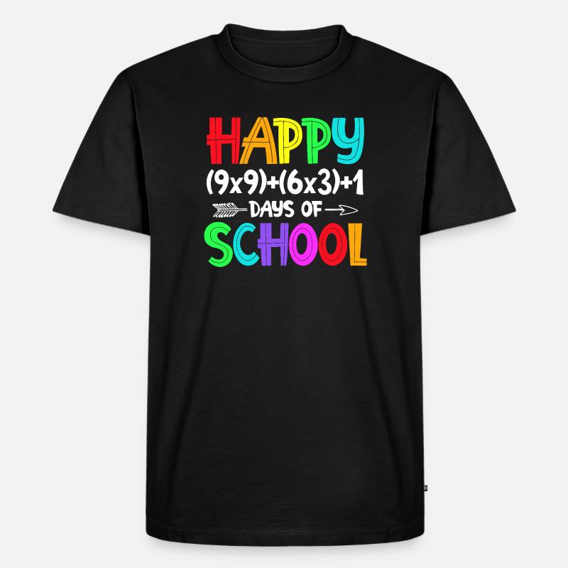 Regenbogenglücklicher Schulanfang - Männer Premium Bio T-Shirt - Schwarz