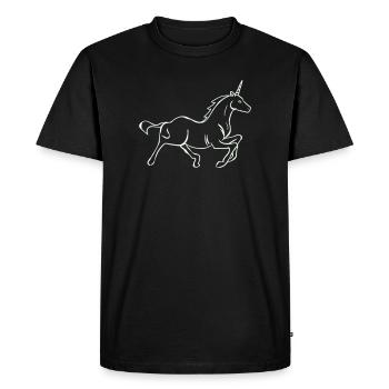 Tracé linéaire licorne en cours - T-shirt Premium bio Homme - noir - Devant - Nico (187cm)