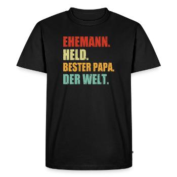 Mari Papa Grill Maître Barbecue Héros Barbecue de la Fête des Pères  - T-shirt Premium bio Homme - noir - Devant - Nico (187cm)