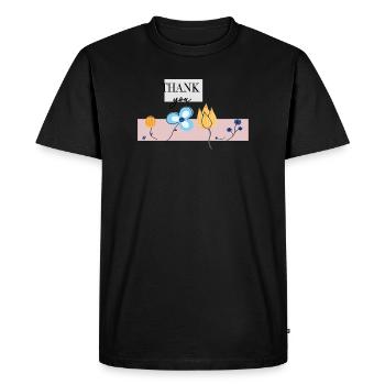 Thank you flower greeting - Men's Premium Organic T-Shirt - black - Front - Nico (187cm)